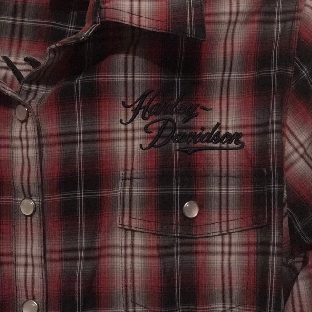 Harley-Davidson Flannel Like Button Down Shirt - image 4